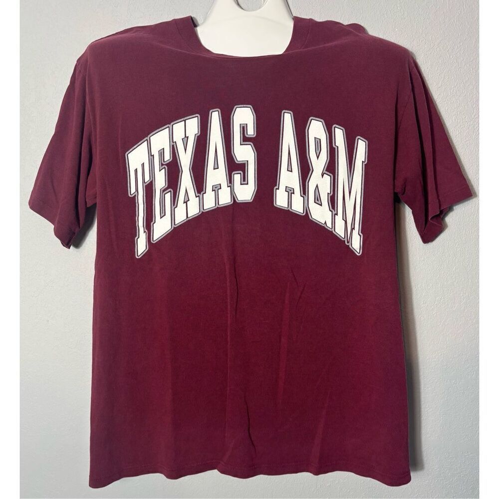 Vintage Texas A&M T Shirt Mens Large Made USA 90s Red Maroon Dodger Brand FLAW